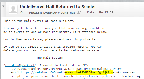 Mail Daemon sample response