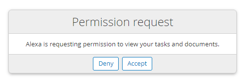 Permission request during the account linking between alexa and alfresco user